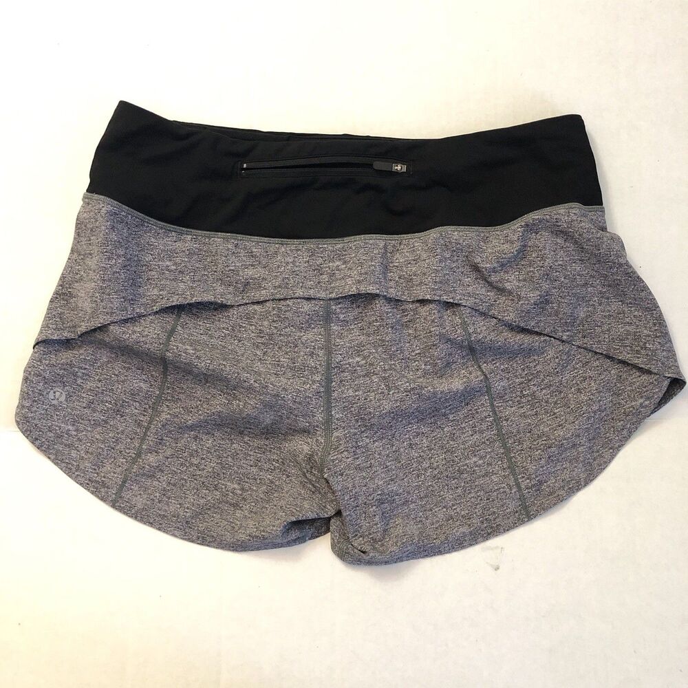 Lululemon Speed Up MR Mid Rise Short 4” Lined Shorts LW7AVNT Grey MBHL Sz 8 - Picture 8 of 10